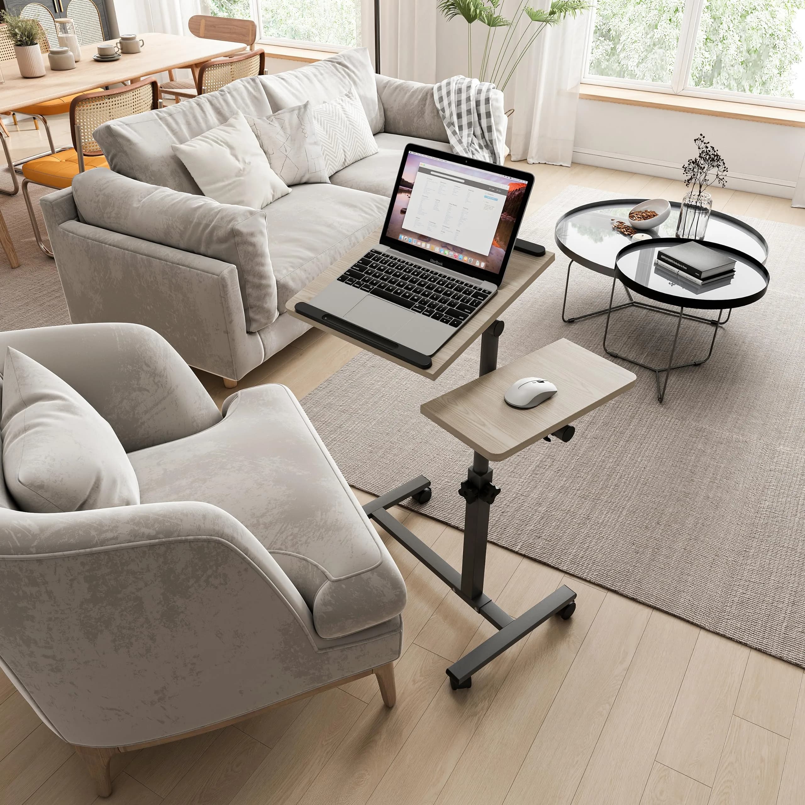 Furist Adjustable Laptop Desk with Mouse Pad on Wheels, 23.75"-35.4" Height Range | Modern Graphite Grey - main product image