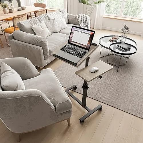 Furist Adjustable Laptop Desk with Mouse Pad on Wheels, 23.75"-35.4" Height Range | Modern Graphite Grey thumbnail 1