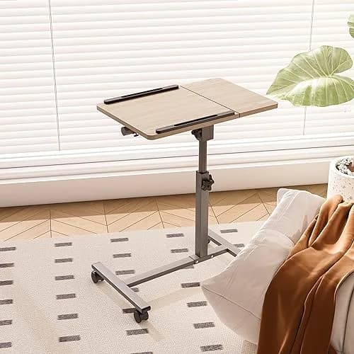 Furist Adjustable Laptop Desk with Mouse Pad on Wheels, 23.75"-35.4" Height Range | Modern Graphite Grey thumbnail 2