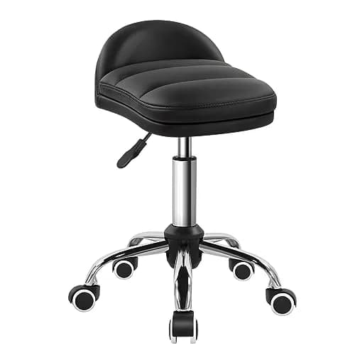 BFTOU Black Rolling Stool Chair with Wheel for Home Work SPA Massage Height-Adjustable and Cost-Effective Swivel Stool with Low Back thumbnail 1