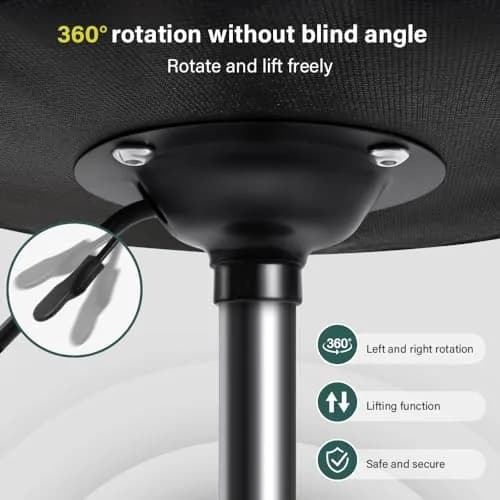 BFTOU Black Rolling Stool Chair with Wheel for Home Work SPA Massage Height-Adjustable and Cost-Effective Swivel Stool with Low Back thumbnail 4