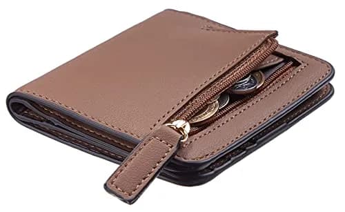 Toughergun Women's Slim RFID Blocking Leather Wallet with Clear ID Window - Compact Bifold Mini Purse thumbnail 1