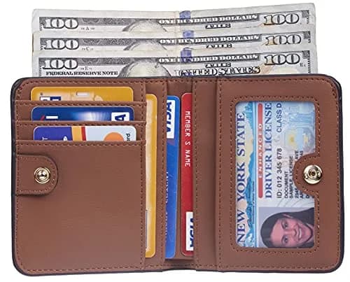 Toughergun Women's Slim RFID Blocking Leather Wallet with Clear ID Window - Compact Bifold Mini Purse thumbnail 3