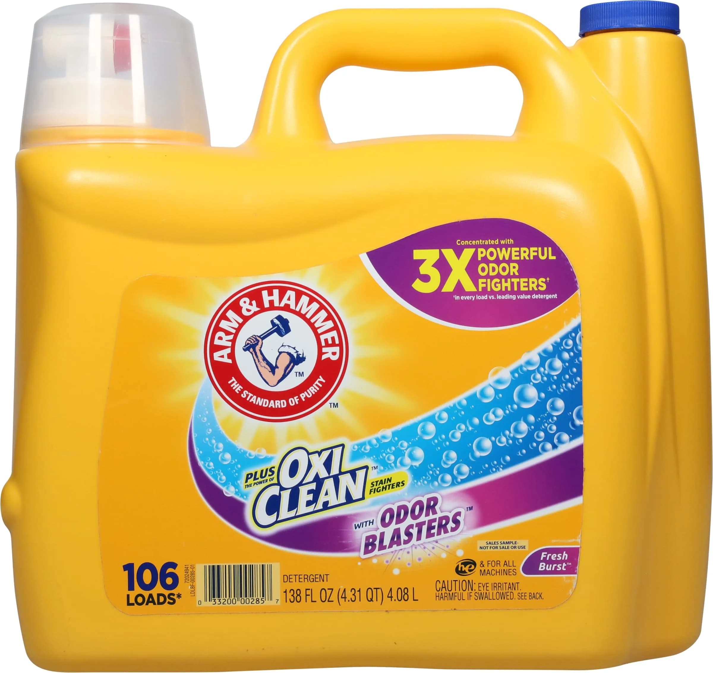 ARM & HAMMER Oxi Clean Fresh Burst Liquid Laundry Detergent, 138 Ounce (4 Liters) | Powerful Stain & Odor Removal - main product image