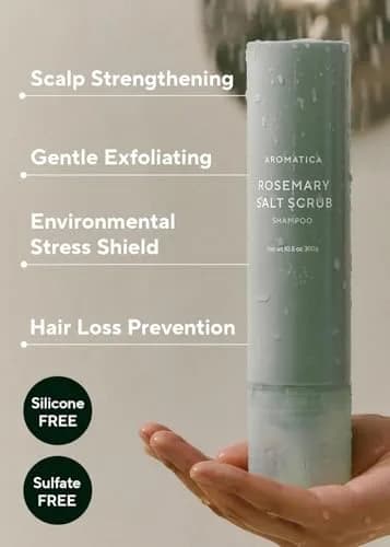 AROMATICA Rosemary Salt Scrub Shampoo 300ml (10.5 oz) | Exfoliates Scalp for Healthy Hair thumbnail 6