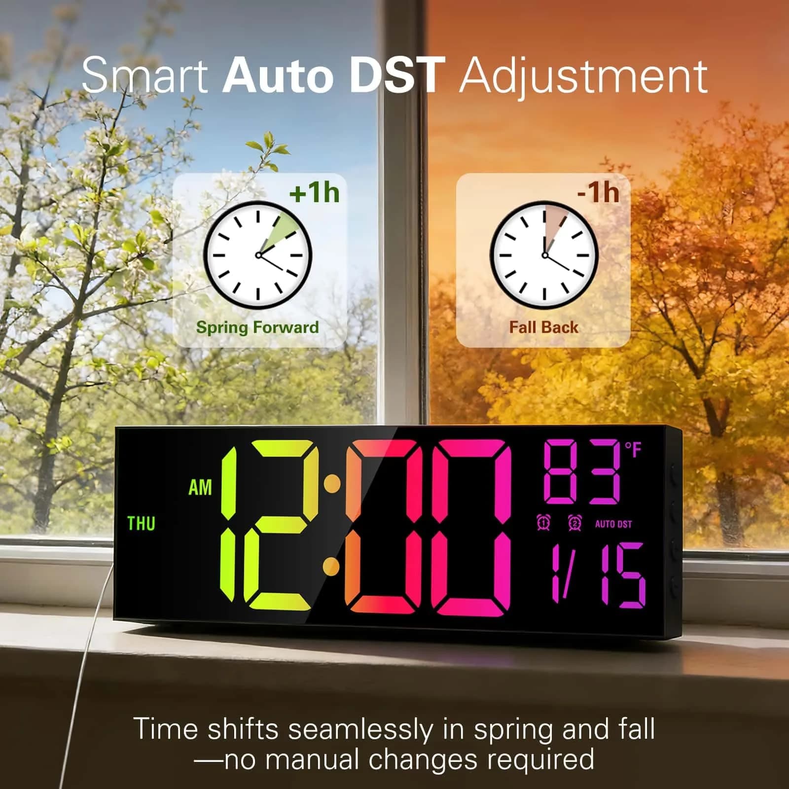 JALL 16-inch Digital Wall Clock with Timer & RGB Light | 40.6 cm (16 inches) - view 4