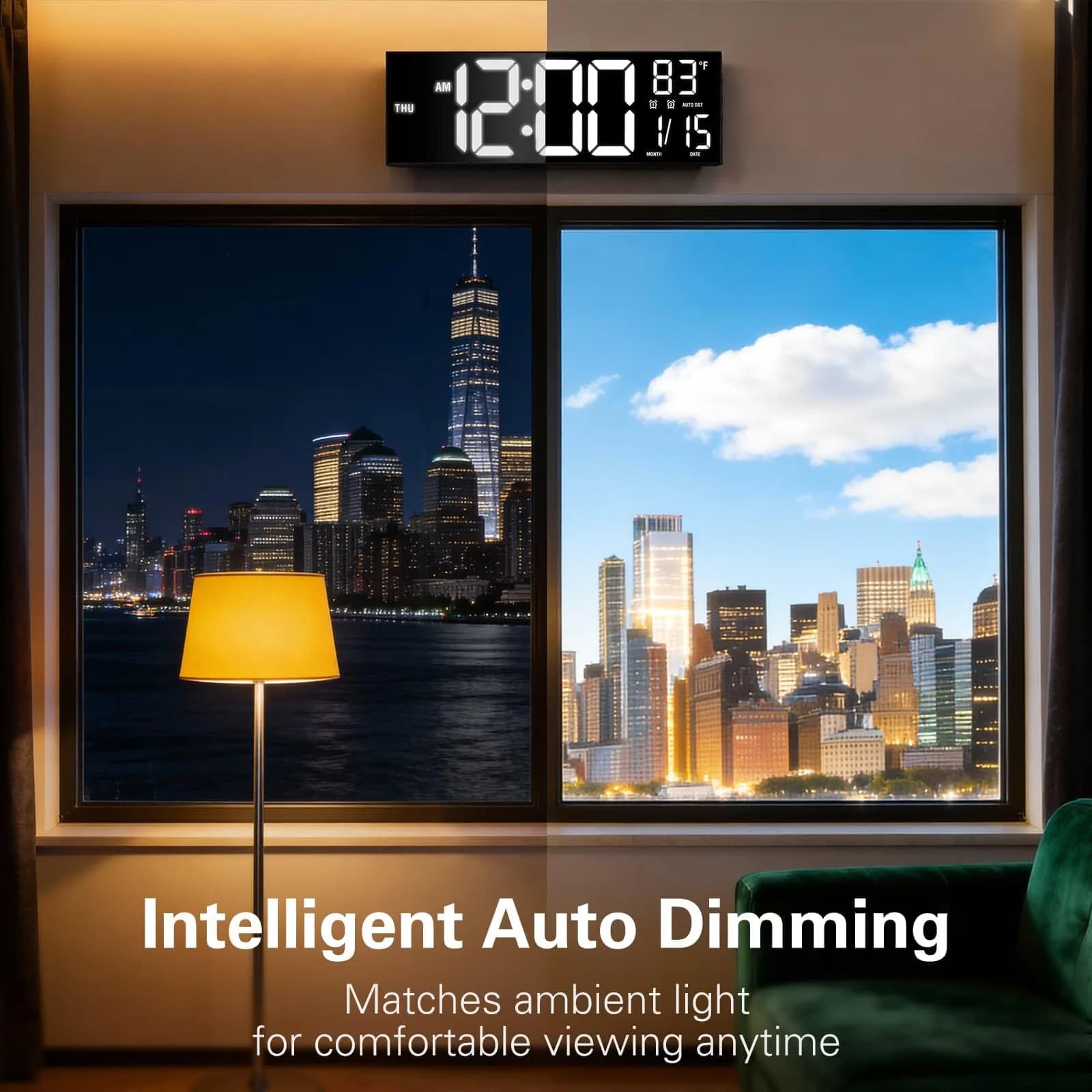 JALL 16-inch Digital Wall Clock with Timer & RGB Light | 40.6 cm (16 inches) - view 5
