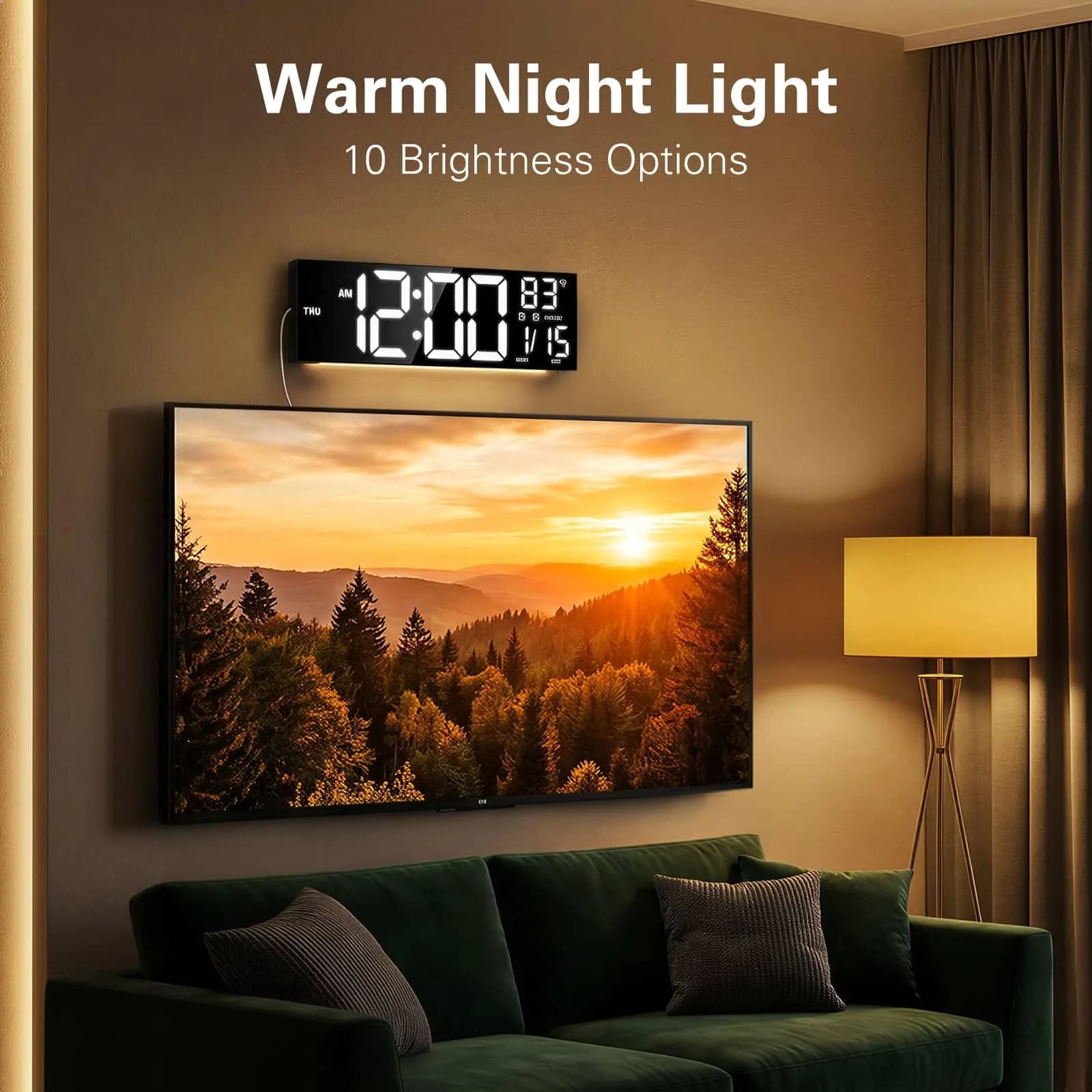 JALL 16-inch Digital Wall Clock with Timer & RGB Light | 40.6 cm (16 inches) - view 6