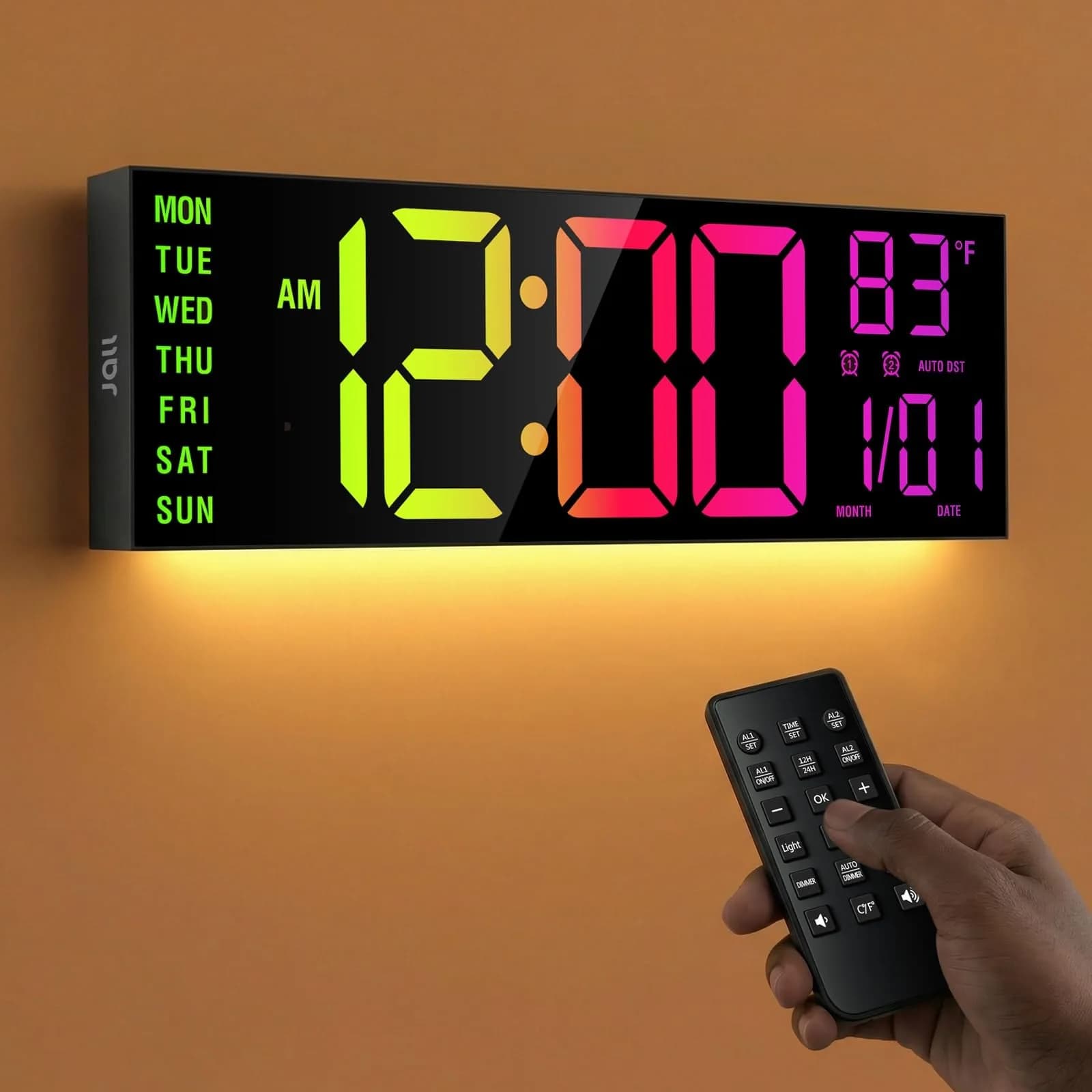 JALL 16-inch Digital Wall Clock with Timer & RGB Light | 40.6 cm (16 inches) - main product image