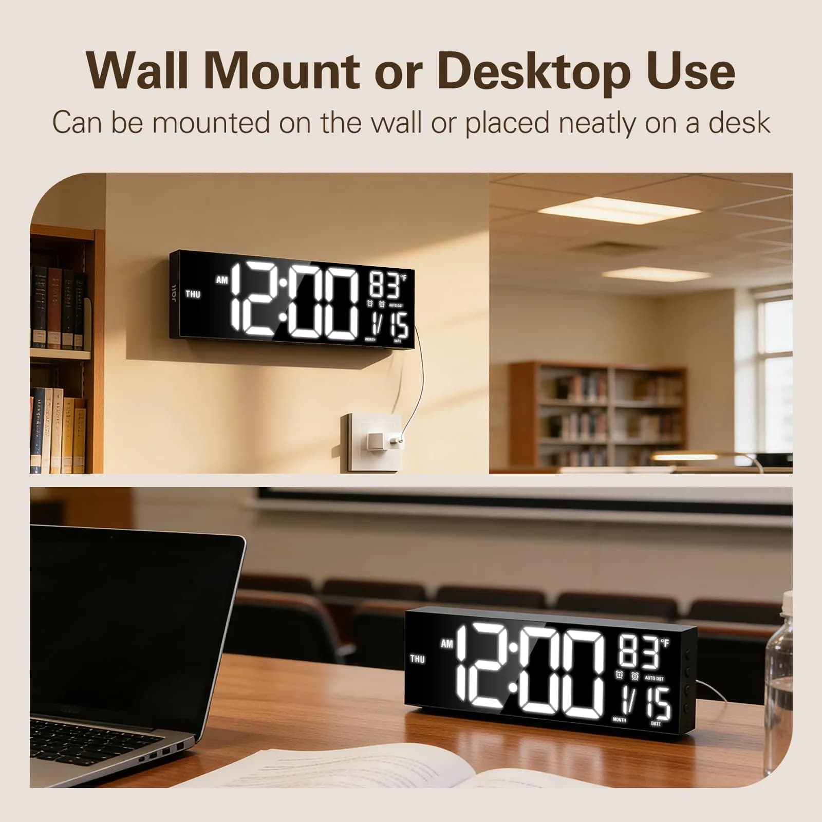 JALL 16-inch Digital Wall Clock with Timer & RGB Light | 40.6 cm (16 inches) - view 7