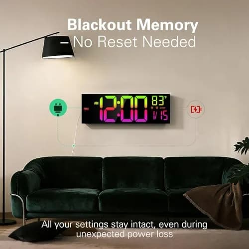 JALL 16-inch Digital Wall Clock with Timer & RGB Light | 40.6 cm (16 inches) thumbnail 8