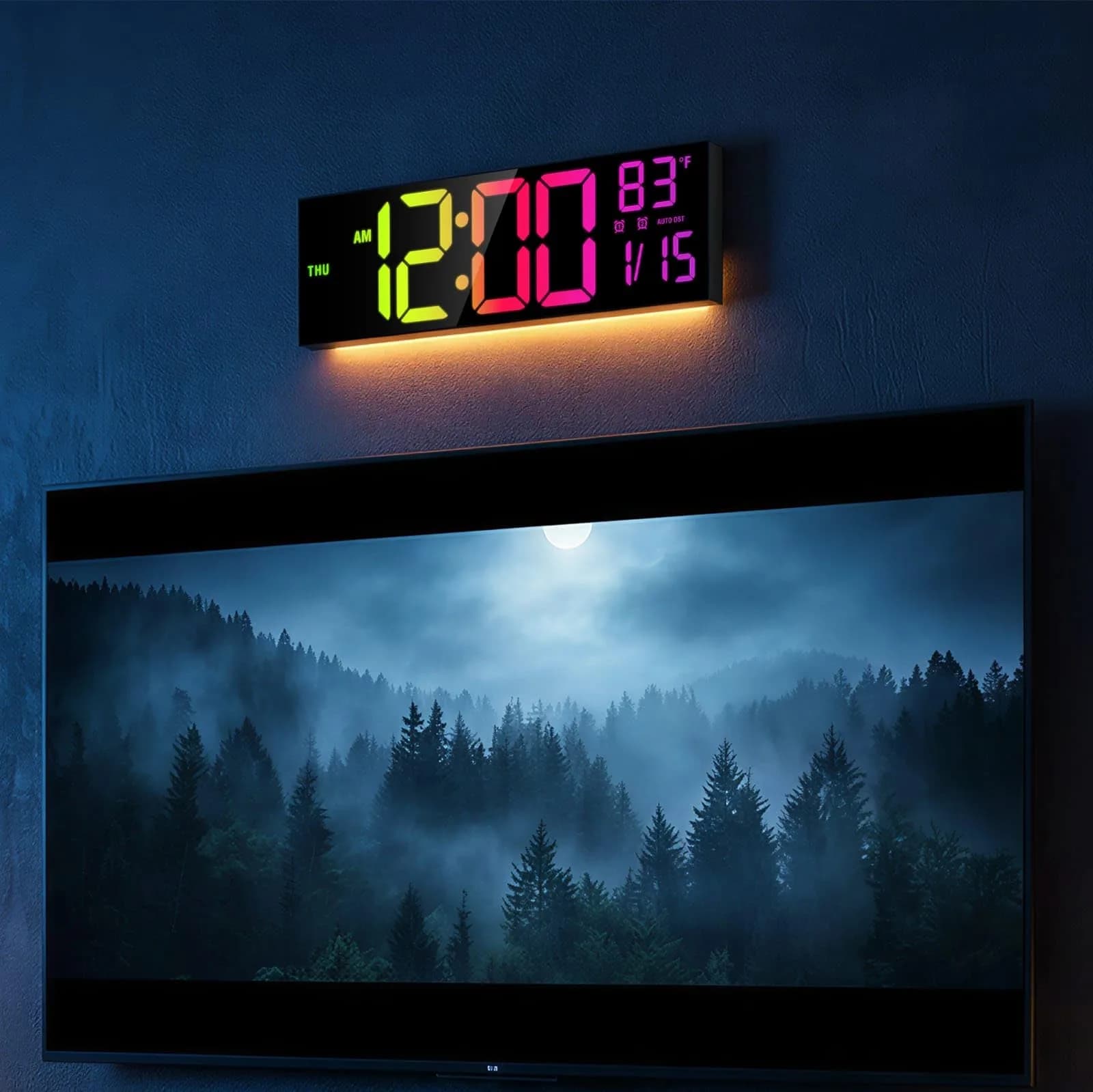 JALL 16-inch Digital Wall Clock with Timer & RGB Light | 40.6 cm (16 inches) - view 9
