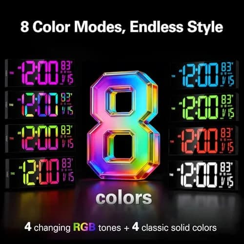 JALL 16-inch Digital Wall Clock with Timer & RGB Light | 40.6 cm (16 inches) thumbnail 3