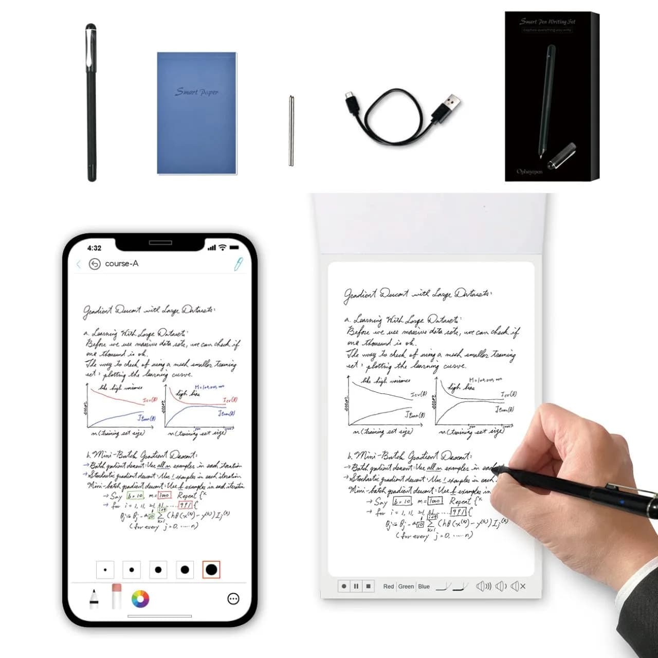 Ophayapen Smart Pen+Mini Notebook Set | Real-time Sync for Note Taking & Drawing — Smart pen + Mini Notebook Set