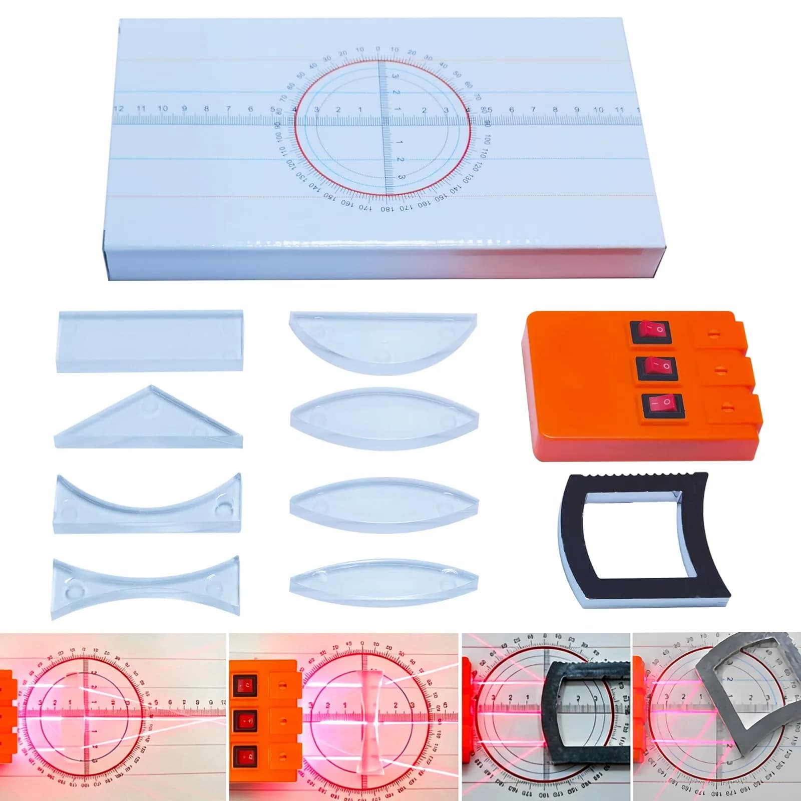 EXBEPE Physics Optics Experiment Set 11 Piece | Educational Science Kit for Refraction and Reflection - main product image