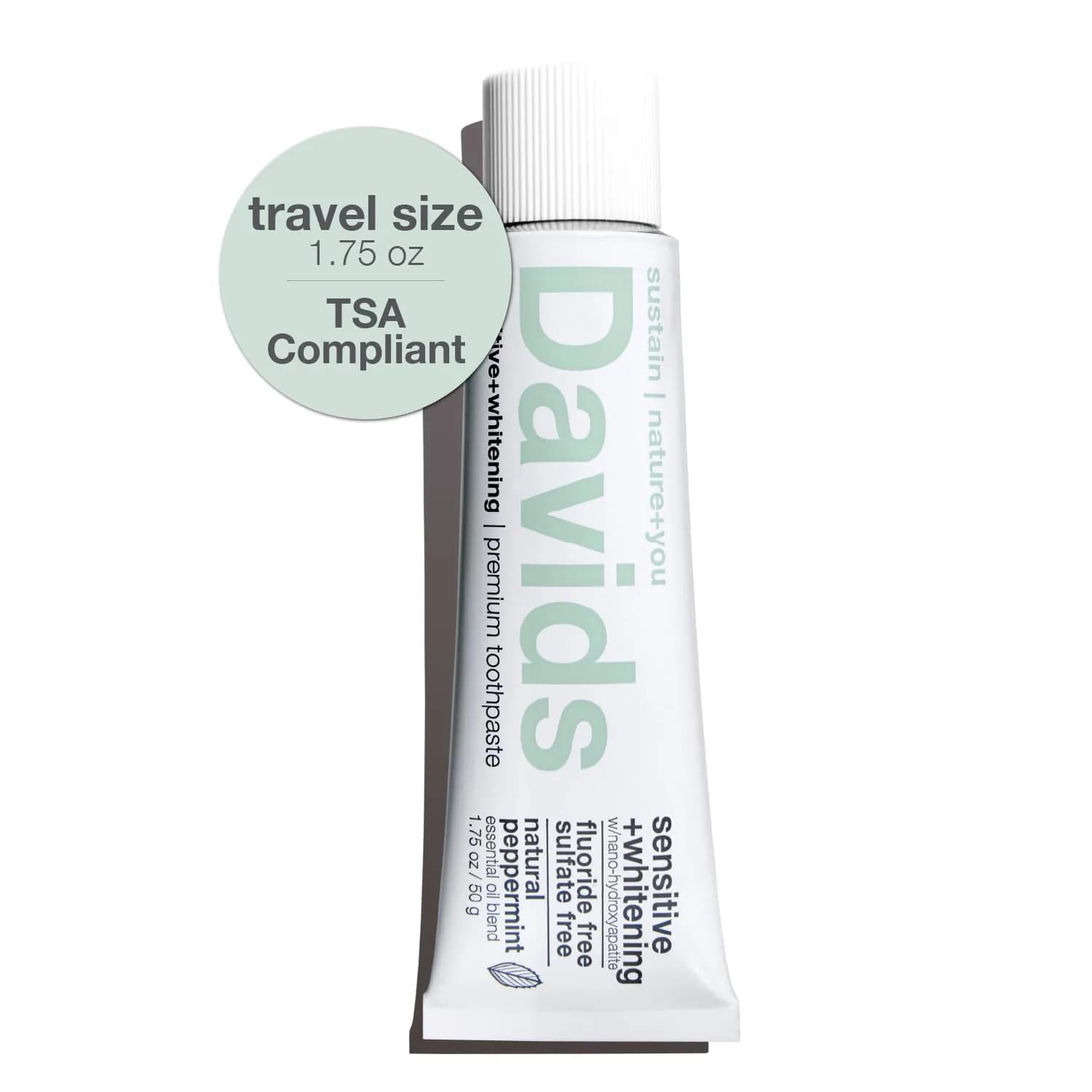 Davids Hydroxi Nano Hydroxyapatite Toothpaste Travel Size (1.75oz / 50g) | Remineralizing & Sensitive Support - main product image