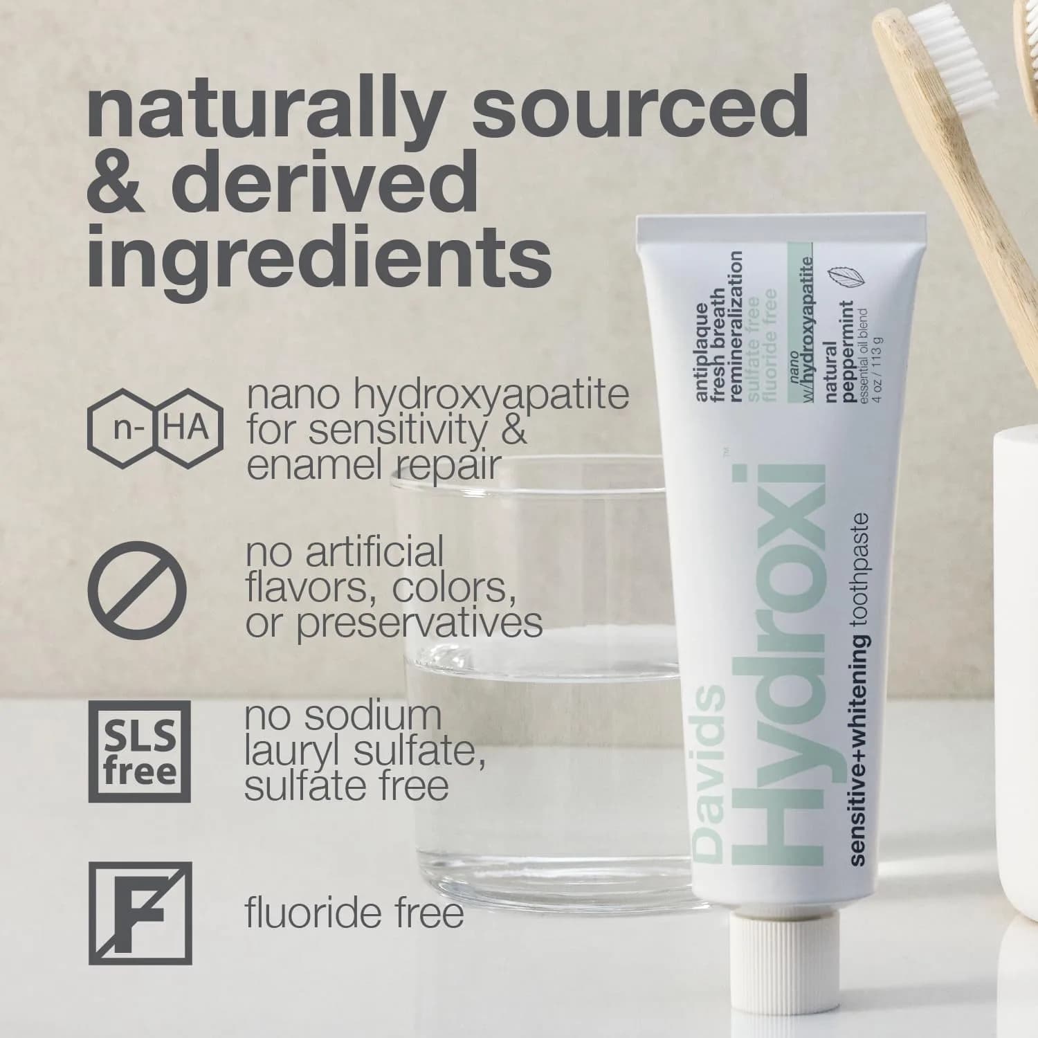 Davids Hydroxi Nano Hydroxyapatite Toothpaste Travel Size (1.75oz / 50g) | Remineralizing & Sensitive Support - view 5