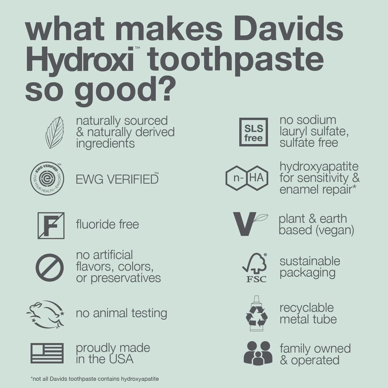 Davids Hydroxi Nano Hydroxyapatite Toothpaste Travel Size (1.75oz / 50g) | Remineralizing & Sensitive Support - view 6
