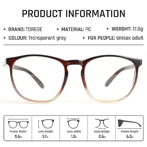 TOREGE Clear Safety Glasses Gradient Brown | Anti-Fog, Anti-Blue Light, UV Protection, ANSI Z87.1 Certified thumbnail 6