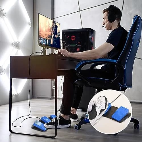 iKKEGOL Upgraded Triple USB Foot Pedal Switch | Programmable Keyboard Mouse String Multimedia Game Control (Black) thumbnail 7