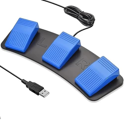 iKKEGOL Upgraded Triple USB Foot Pedal Switch | Programmable Keyboard Mouse String Multimedia Game Control (Black) thumbnail 8