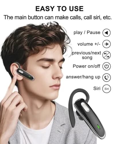Jinreoo Bluetooth Headset V5.1 | Noise Cancellation, Long Battery, Universal Compatibility thumbnail 2