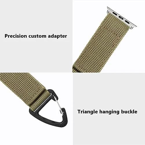 YwonShne Nylon Watch Strap Fob Clip Holder Carabiner for Apple Watch 38mm-49mm | Military Tactical Band Breathable Molle Webbing Canvas Keychain thumbnail 4