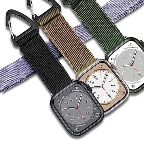 YwonShne Nylon Watch Strap Fob Clip Holder Carabiner for Apple Watch 38mm-49mm | Military Tactical Band Breathable Molle Webbing Canvas Keychain thumbnail 7
