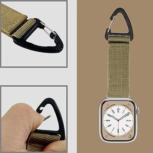 YwonShne Nylon Watch Strap Fob Clip Holder Carabiner for Apple Watch 38mm-49mm | Military Tactical Band Breathable Molle Webbing Canvas Keychain thumbnail 2