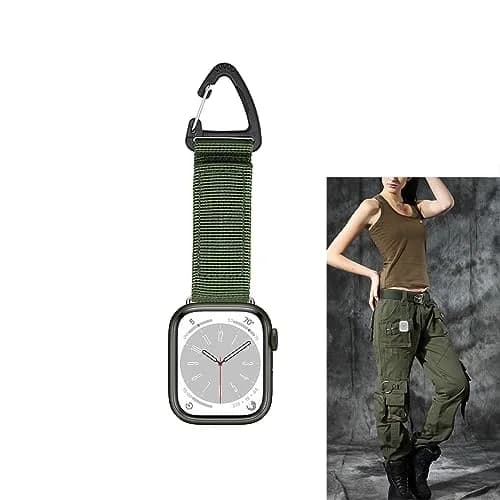 YwonShne Nylon Watch Band with Carabiner Clip for Apple Watch 38-49mm | Breathable Molle Webbing Tactical Strap thumbnail 1