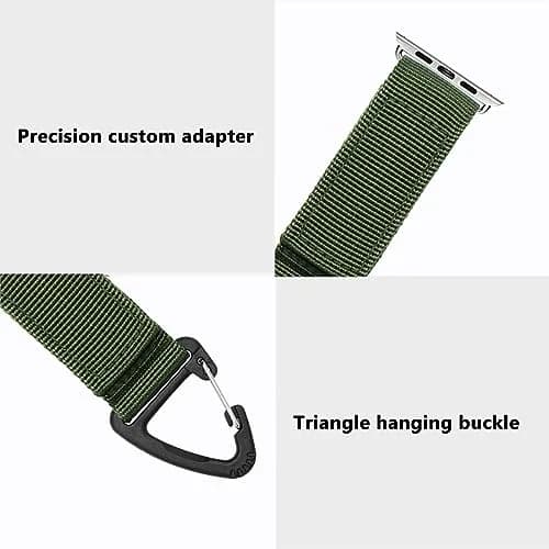 YwonShne Nylon Watch Band with Carabiner Clip for Apple Watch 38-49mm | Breathable Molle Webbing Tactical Strap thumbnail 4