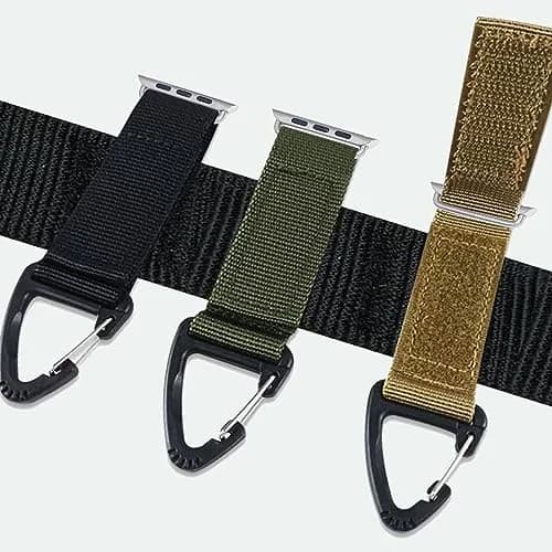 YwonShne Nylon Watch Band with Carabiner Clip for Apple Watch 38-49mm | Breathable Molle Webbing Tactical Strap thumbnail 6