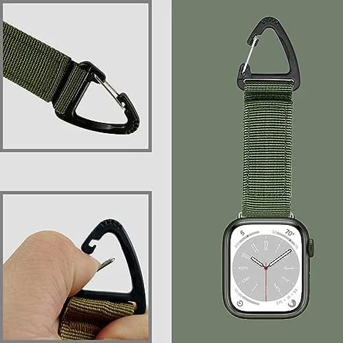 YwonShne Nylon Watch Band with Carabiner Clip for Apple Watch 38-49mm | Breathable Molle Webbing Tactical Strap thumbnail 2