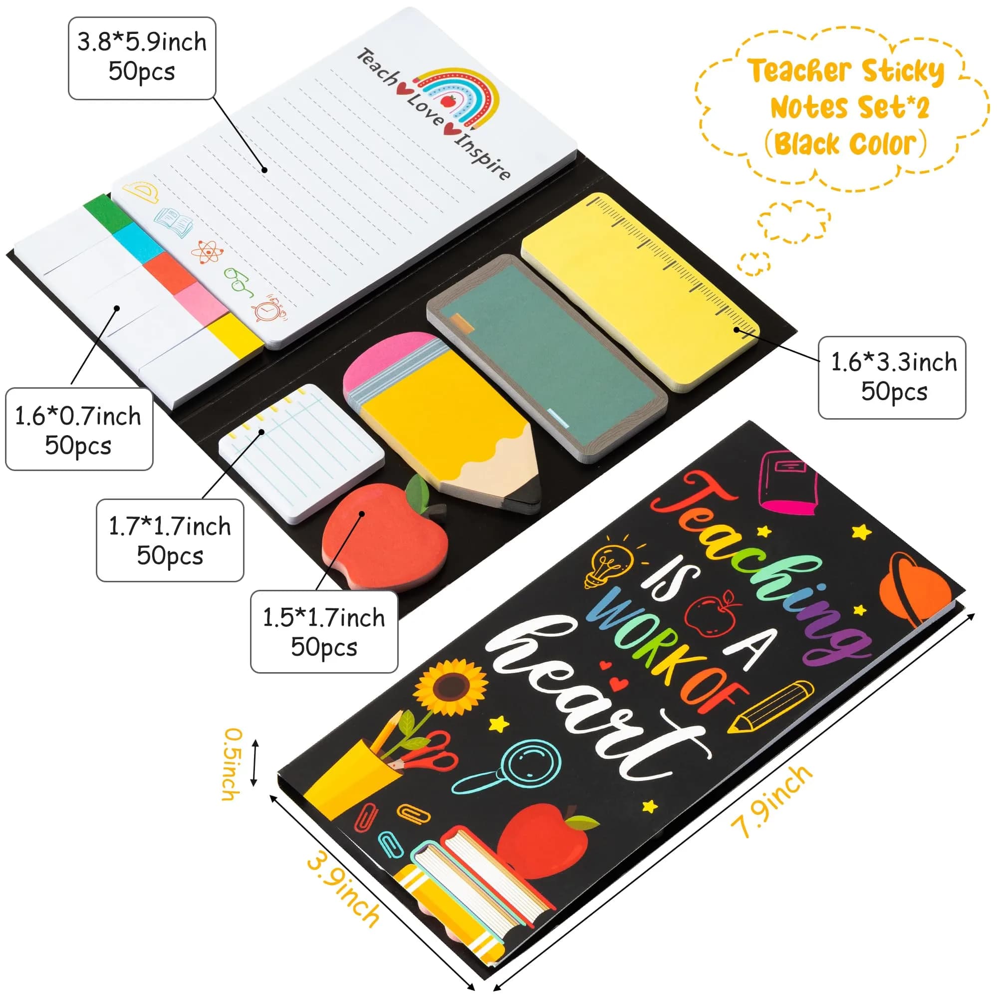 Xqumoi Sticky Notes Set, 550 Sheets, Self-Stick Note Pads, Page Marker Bundle | Bulk Pack for Office & School - view 2