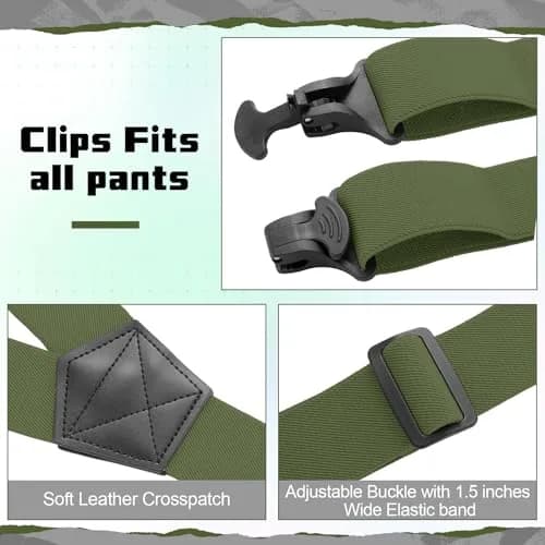 Jiuguva Men Hidden Undershirt Suspender Under Clothing Y 1.5in,Army Green | Airport Friendly Heavy Duty Suspenders thumbnail 5
