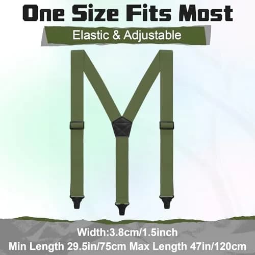 Jiuguva Men Hidden Undershirt Suspender Under Clothing Y 1.5in,Army Green | Airport Friendly Heavy Duty Suspenders thumbnail 3