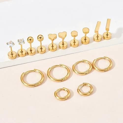 GOGOEY G23 Titanium Earrings - Dot Ball Opal Cubic Zirconia Stud & Hoop Set 6mm | Flat Back for Women thumbnail 7