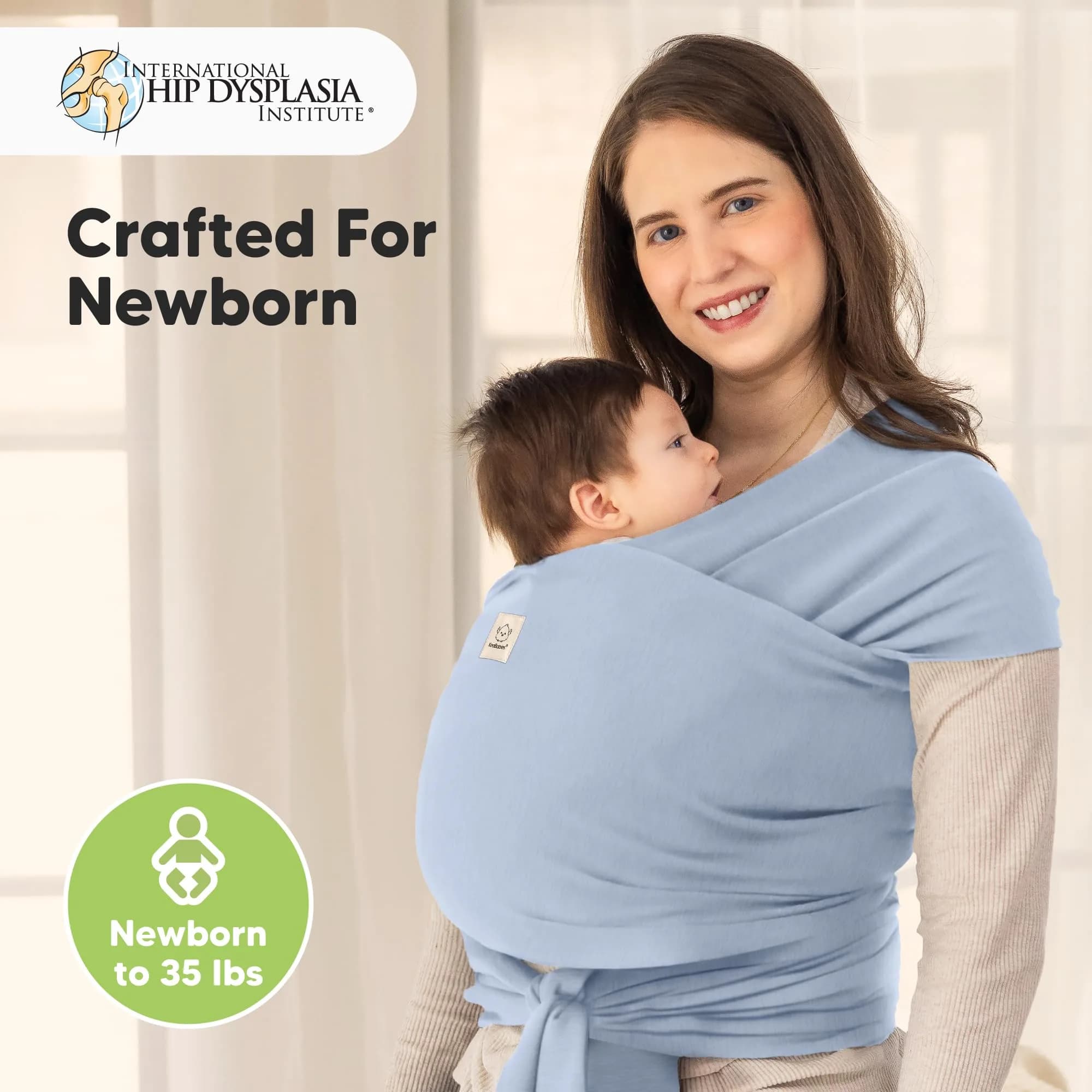 KeaBabies Original Baby Wrap Carrier - Powder Blue, One Size - view 2