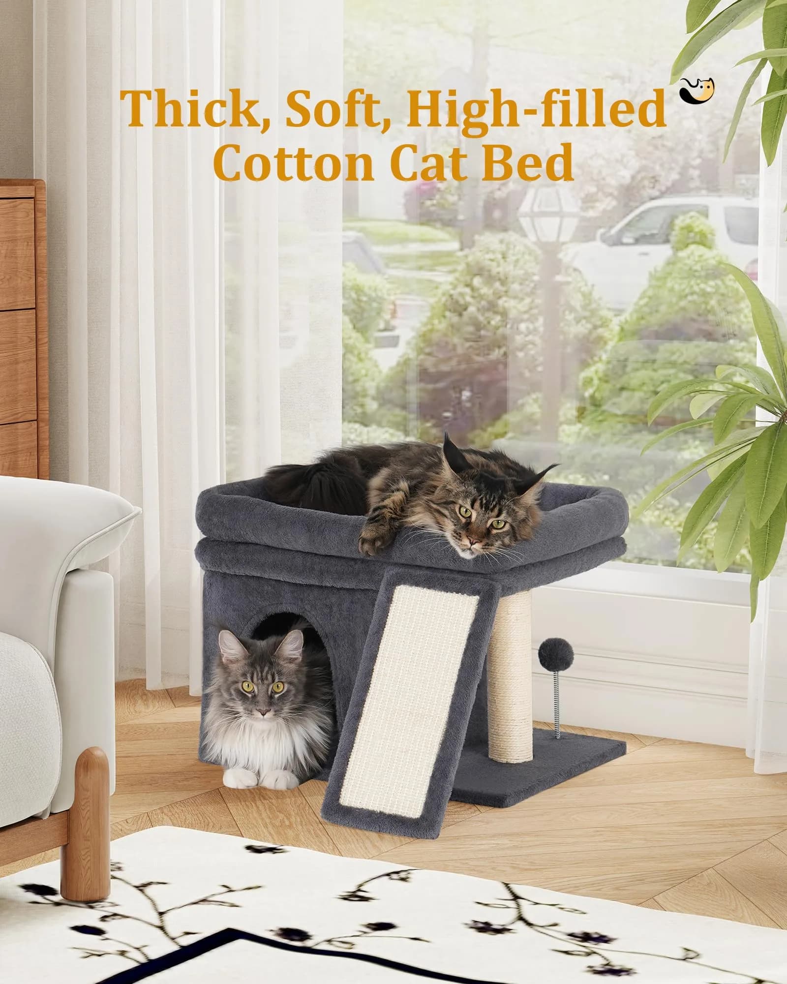 Aechonow Cat Tree for Large Cats 20x16.5 Perch Bed for Adult Senior Cats | Durable Sisal & Washable Cushion thumbnail 2