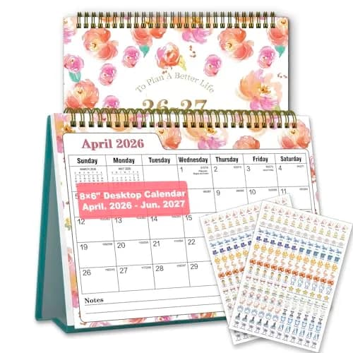 Ymumuda Floral Desk Calendar 2026-2027 20cm (8" x 6") | Academic Year Planning with To-Do Lists thumbnail 1