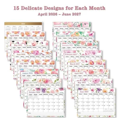 Ymumuda Floral Desk Calendar 2026-2027 20cm (8" x 6") | Academic Year Planning with To-Do Lists thumbnail 2