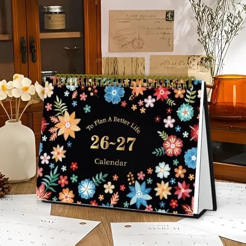 Ymumuda Floral Desk Calendar 2026-2027 20cm (8") x 15cm (6") | Academic Year Planner with To-Do Lists thumbnail 6
