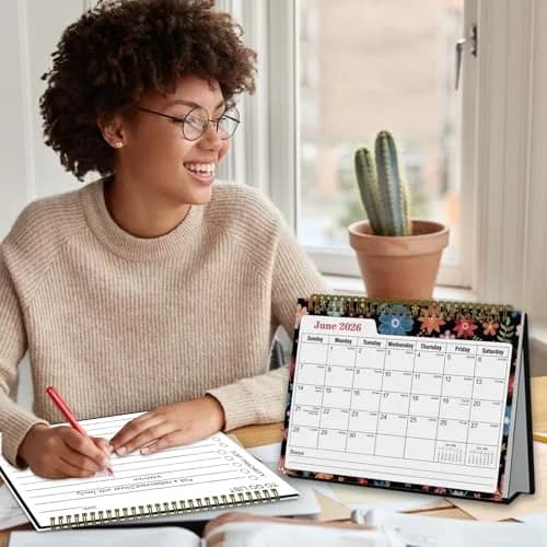 Ymumuda Floral Desk Calendar 2026-2027 20cm (8") x 15cm (6") | Academic Year Planner with To-Do Lists thumbnail 8