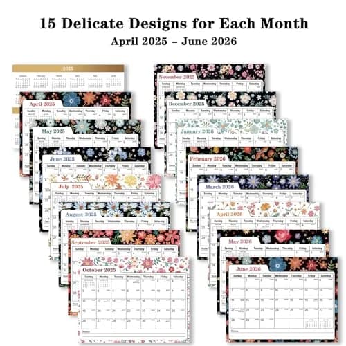 Ymumuda Floral Desk Calendar 2026-2027 20cm (8") x 15cm (6") | Academic Year Planner with To-Do Lists thumbnail 2