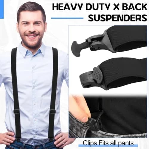 Janmercy Men's X-Back Hidden Suspender Airport Friendly Black 120 cm (47.24 x 1.5 inches) | Secure Hold for Pants thumbnail 5