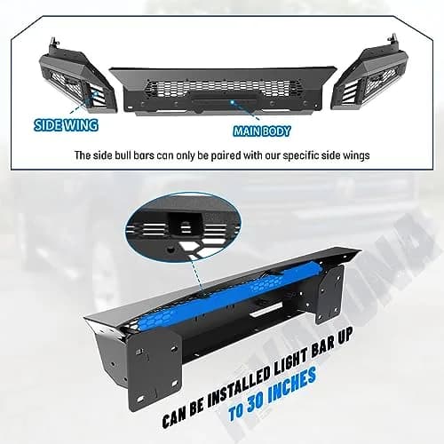 Hawkley Front Bumper for Dodge Ram 1500 2013-2023 | Heavy-Duty Steel, Black Powder Coated thumbnail 4