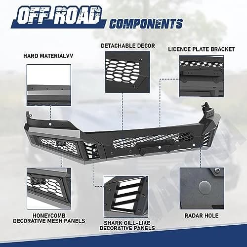 Hawkley Front Bumper for Dodge Ram 1500 2013-2023 | Heavy-Duty Steel, Black Powder Coated thumbnail 2