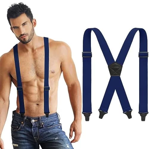 Janmercy Men's Hidden X-Back Suspenders 120 cm (47.24 Inch) | Airport Friendly, Polyester thumbnail 1