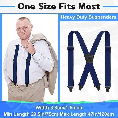 Janmercy Men's Hidden X-Back Suspenders 120 cm (47.24 Inch) | Airport Friendly, Polyester thumbnail 5