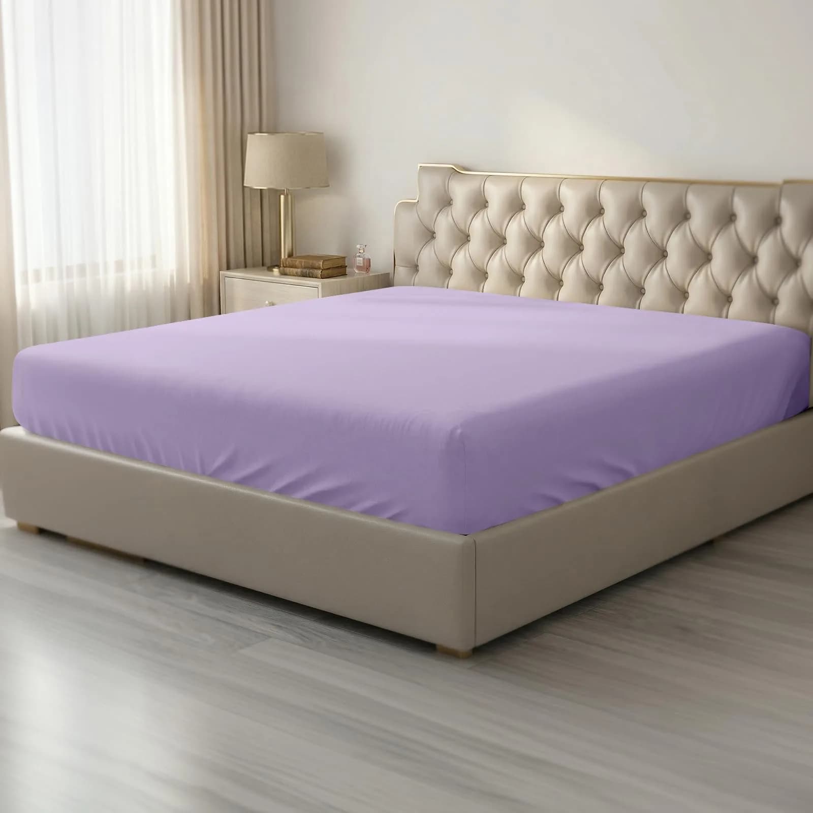 HBHLFZ Light Purple Twin XL Fitted Sheet 80" x 39" (203cm x 99cm) | Breathable Polyester with 16" Deep Pockets